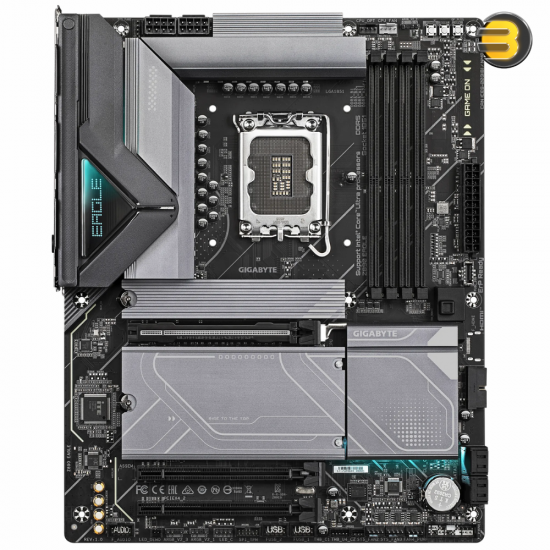 GIGABYTE Z890 EAGLE ATX Motherboard — LGA1851, Intel Z890 Chipset, Supports Intel Core Ultra CPUs, 4x DDR5 9200MT/s (256GB), 4x M.2 (PCIe 5.0/4.0), PCIe 5.0 x16, Wi-Fi 7, 2.5GbE LAN, USB4 Type-C, DisplayPort 2.1, 7.1ch Audio, EZ-Latch, RGB, Windows 11