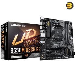 Gigabyte B550M DS3H R2 — Micro ATX AM4 motherboard, AMD B550 chipset, supports Ryzen 5000/4000/3000 series, digital 5+3 phase VRM, dual-channel DDR4 up to 128GB (4733MHz OC)