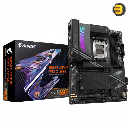 GIGABYTE B650E AORUS PRO X USB4 Motherboard - Supports AMD AM5 CPUs, 16+2+2 Digital VRM, up to 8000MHz DDR5 (OC), 4xPCIe 5.0 M2, Wi-Fi 7, 2.5GbE LAN, USB 3.2 Gen 2 2x2