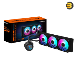 GIGABYTE AORUS WATERFORCE II 360 All-in-One Liquid CPU Cooler – 360 mm Radiator, 3×120 mm ARGB Fans, Daisy-Chain Mag Fan Design, Intel LGA115x/1200/1700/1851 & AMD AM4/AM5 Compatible, Adjustable 330° Water-block, High-Performance Cooling 