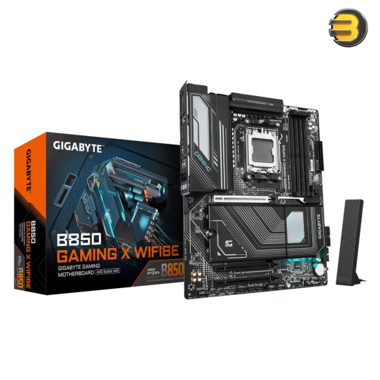 GIGABYTE B850 GAMING X WIFI6E - X3D Turbo Mode, AMD AM5, DDR5 OC 8200MT/s, Digital Twin 12+2+2 VRM, 4 DIMMs (EXPO), WIFI EZ-Plug, EZ-Latch Plus/Click, 3x M.2 (PCIe5.0x4), 2.5GbE LAN & Wi-Fi6E, HDMI/DP