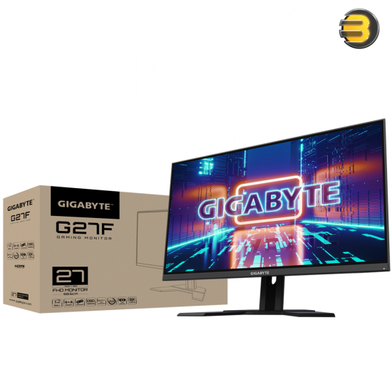 GIGABYTE G27F 27 Inch 144Hz 1080P Height Adjustable Gaming Monitor — 1920 x 1080 IPS Display, 1ms (MPRT) Response Time, 95% DCI-P3, FreeSync Premium, 1x DisplayPort 1.2, 2x HDMI 1.4, 2x USB 3.0