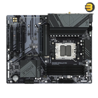 GIGABYTE B650 EAGLE AX AM5 LGA 1718 AMD B650 ATX — DDR5 Triple M.2, PCIe 5.0, USB 3.2 Gen2x2 Type-C, AMD Wi-Fi 6E, Realtek GbE LAN GIGABYTE B650 EAGLE AX AM5 LGA 1718 AMD B650 ATX — DDR5 Triple M.2, PCIe 5.0, USB 3.2 Gen2x2 Type-C, AMD Wi-Fi 6E, Realtek GbE LAN