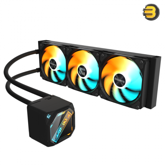 GIGABYTE GAMING 360 AIO Liquid CPU Cooler Black GIGABYTE GAMING 360 All-In-One liquid CPU cooler with 3x 120mm ARGB fans, copper cold plate and aluminum radiator