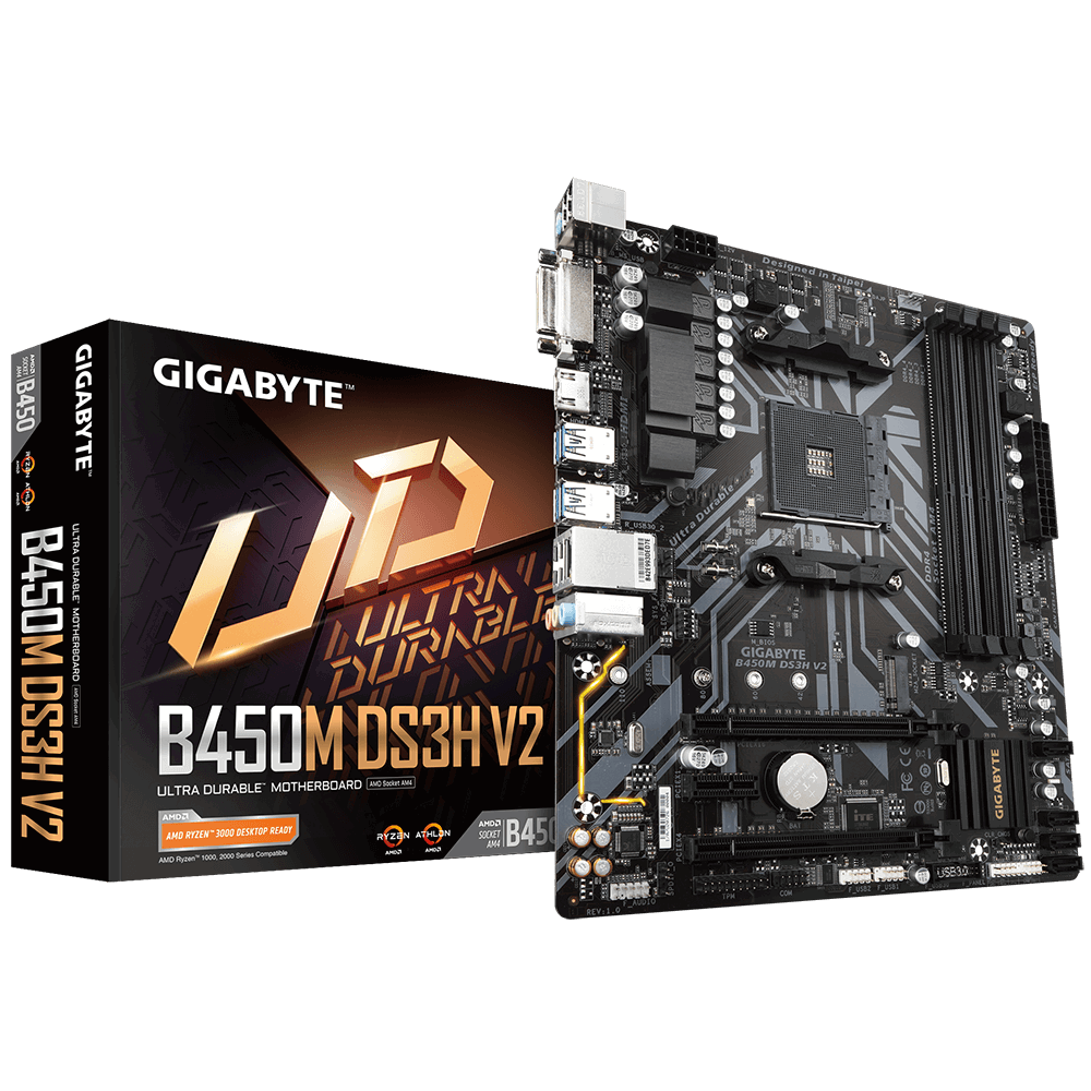 GIGABYTE B450M DS3H V2 Micro ATX Motherboard B450M DS3H V2 (rev. 1.0)