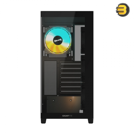 GIGABYTE C500 PANORAMIC STEALTH 4 ARGB FANS — Panoramic Tempered Glass, Optimized Airflow, RGB Fusion with ARGB Connector Hub, Vertical GPU Installation, USB 3.0 x2 and USB 3.2 Gen2 Type-C x1 on I/O panel