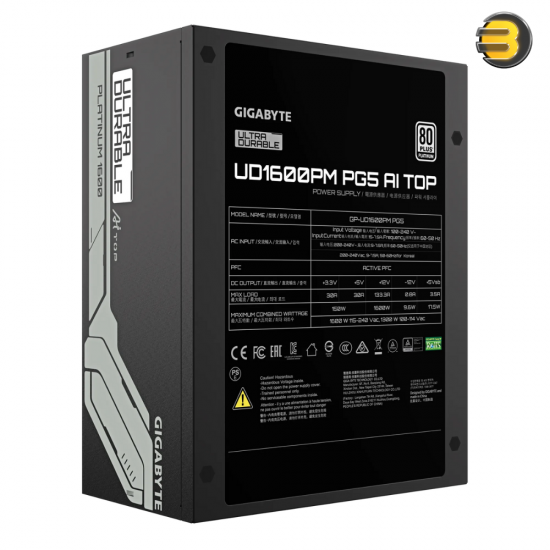 Gigabyte UD1600PM PG5 — 1600W, 80PLUS Platinum, ATX 3.1 and PCIe Gen 5.0 ready,  Japanese capacitors, Fully modular