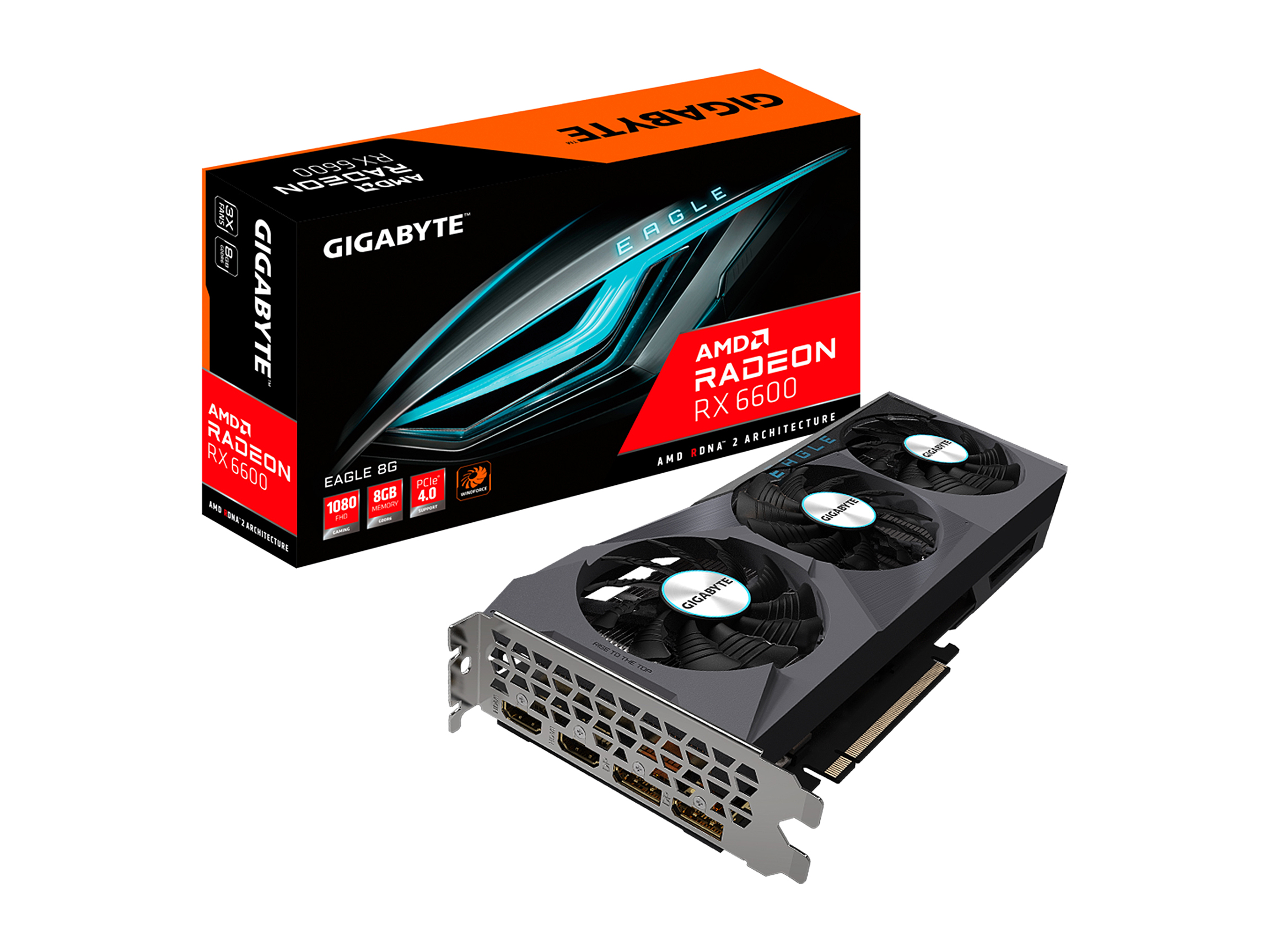 GIGABYTE Radeon RX 6600 EAGLE 8G Graphics Card, WINDFORCE 3X