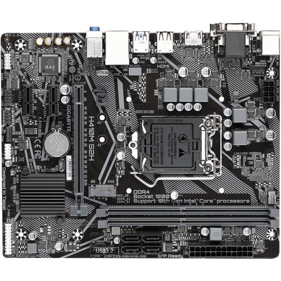 GIGABYTE H410M S2H LGA 1200 Intel H410 Micro-ATX Motherboard with M.2, SATA 6Gb/s, USB 3.2 Gen 1