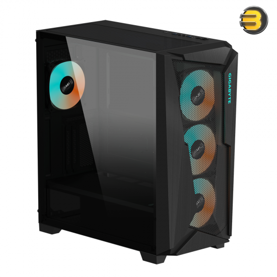 GIGABYTE C301 GLASS V2 Mid-Tower PC Case Black GIGABYTE C301 GLASS V2 mid-tower PC case with tempered glass side panel, 4x ARGB PWM fans and USB Type-C I/O