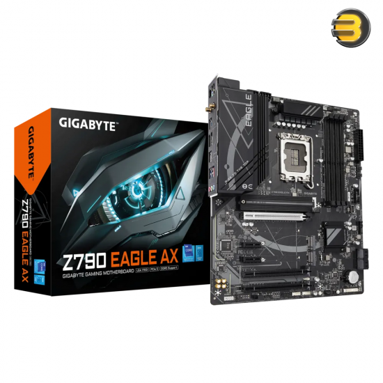 GIGABYTE Z790 Eagle AX LGA 1700 Intel Z790 ATX Motherboard with DDR5, M.2, PCIe 5.0, USB 3.2 Gen2X2 Type-C, Intel Wi-Fi 6E, 2.5GbE LAN, Q-Flash Plus, EZ-Latch