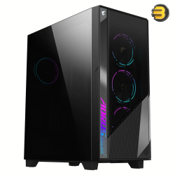 GIGABYTE AORUS C500 Glass - Black Mid Tower PC Gaming Case, Tempered Glass, USB Type-C, 4X ARBG Fans Included — GB-AC500G ST