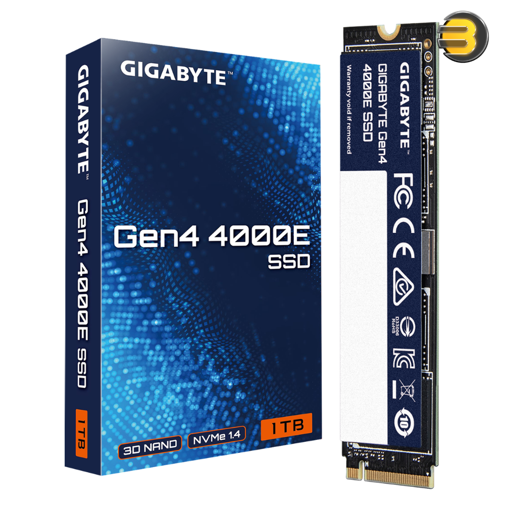 GIGABYTE Gen4 4000E 1TB – PCIe 4.0 x4 NVMe 1.4 M.2 SSD — Up to 4,000 MB/s Read, 3,900 MB/s Write & DRAM-less HMB Design