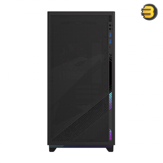 GIGABYTE AORUS C400 GLASS 4 ARGB PWM FANS — Optimized Vertical Airflow, ATX Motherboard, RGB Fusion with ARGB Connector Hub, Vertical GPU Installation, Tempered Glass Side Panel, USB 3.0 x2 and USB 3.2 Gen2 Type-C x1 on I/O panel