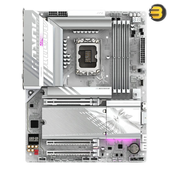 Z890 AORUS ELITE WIFI7 ICE - Intel® Core™ Ultra (S2) mobo, digital twin 16+1+2 VRM, D5 Bionic Corsa, AI Perfdrive, 4 DDR5 DIMMs (XMP), WIFI EZ-Plug, EZ-Latch Plus/Click, 4x M.2 (1 PCIe5.0 x4), TB4, 2.5GbE LAN, Wi‑Fi7, ALC1220