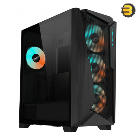 GIGABYTE C301 GLASS V2 Mid-Tower PC Case Black GIGABYTE C301 GLASS V2 mid-tower PC case with tempered glass side panel, 4x ARGB PWM fans and USB Type-C I/O