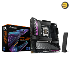 GIGABYTE B860M AORUS ELITE WIFI6E – Intel Core Ultra (Series 2) DDR5 Micro-ATX, Digital Twin 12+1+2 VRM, AI Perfdrive, 3× M.2, PCIe 5.0, 2.5GbE LAN, Wi‑Fi 6E, USB4 Type-C, EZ-Latch, VRM Thermal Armor, HDMI, DisplayPort