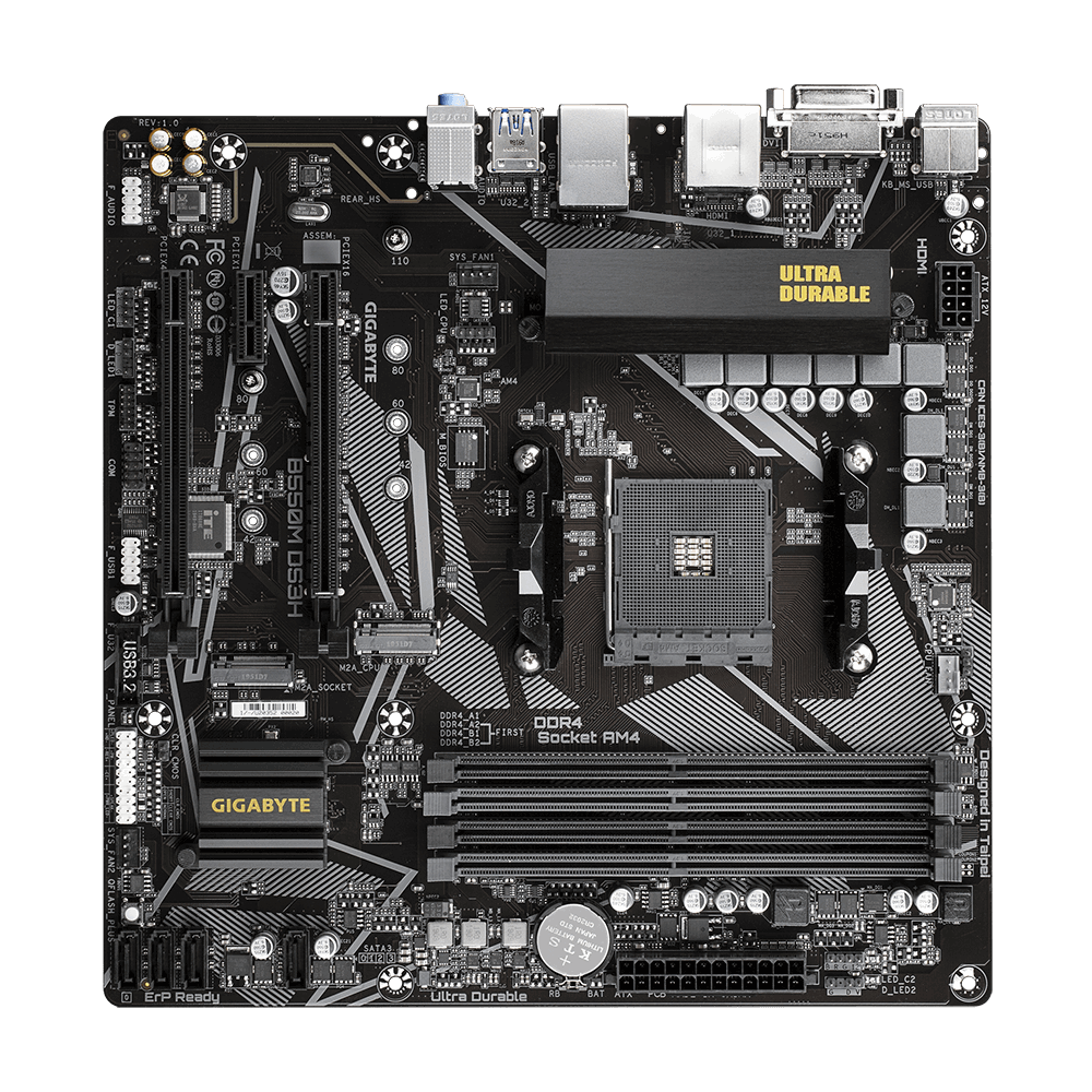 GIGABYTE B550M DS3H AM4 AMD B550 MicroATX Motherboard with Dual M.2, SATA 6Gb/s, USB 3.2 Gen 1