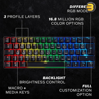 HK GAMING GK61 Mechanical Gaming Keyboard — 61 Keys Multi Color RGB Illuminated - LED Backlit - Wired - Programmable for PC/Mac - Gamer Tactile (Gateron Optical Brown) HK GAMING GK61 Mechanical Gaming Keyboard — 61 Keys Multi Color RGB Illuminated - LED Backlit - Wired - Programmable for PC/Mac - Gamer Tactile (Gateron Optical Brown)
