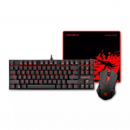 Redragon K552-BA Mechanical Gaming Keyboard and Mouse Combo & Large Mouse Pad, 87 Key RED LED Backlit Keyboard for Windows PC (Keyboard, Mouse, Mousepad Set)