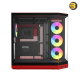 HYTE Y50 RGB Black Cherry dual chamber ATX PC case with 3-piece panoramic tempered glass, included 360mm single-frame ARGB fan, and rear-connect motherboard support