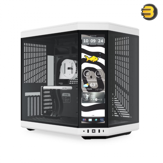 HYTE Y70 Touch Infinite ATX Dual-Chamber Panda Case, 14.9 Inch Integrated 2.5K IPS Multi-Touch LCD — Panoramic Tempered Glass, 4-Slot Vertical GPU Mount, Up to 10 Fans, PCIe 4.0 Riser Included, Advanced Cable Management, Massive Cooling Support