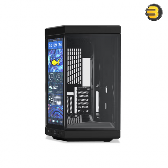HYTE Y70 Touch Infinite ATX Dual-Chamber Pitch Black Case, 14.9 Inch Integrated 2.5K IPS Multi-Touch LCD — Panoramic Tempered Glass, 4-Slot Vertical GPU Mount, Up to 10 Fans, PCIe 4.0 Riser Included, Advanced Cable Management, Massive Cooling Support