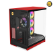 HYTE Y50 RGB Black Cherry dual chamber ATX PC case with 3-piece panoramic tempered glass, included 360mm single-frame ARGB fan, and rear-connect motherboard support