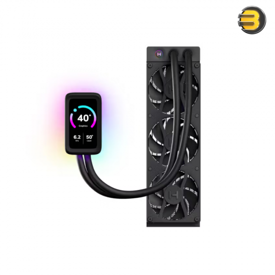 HYTE THICC Q80 Trio Digital Processor Cooling System – 360 mm Radiator, 5″ LCD Display, Dual Pumps, ARGB