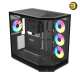 HYTE Y50 RGB Pitch Black dual chamber ATX PC case with 3-piece panoramic tempered glass, included 360mm single-frame ARGB fan, and rear-connect motherboard support