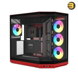 HYTE Y50 RGB Black Cherry Dual Chamber ATX PC Case – Panoramic Glass & Rear-Connect Support
