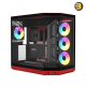 HYTE Y50 RGB Black Cherry dual chamber ATX PC case with 3-piece panoramic tempered glass, included 360mm single-frame ARGB fan, and rear-connect motherboard support