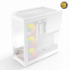 HYTE Y50 RGB Snow White dual chamber ATX PC case with 3-piece panoramic tempered glass, included 360mm single-frame ARGB fan, and rear-connect motherboard support