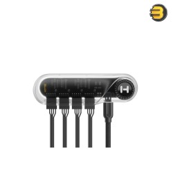 HYTE Powered USB Hub – Internal 4-Port USB 2.0 Expansion, SATA-Powered, Slim 132 × 40 mm Profile