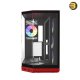 HYTE Y50 RGB Black Cherry dual chamber ATX PC case with 3-piece panoramic tempered glass, included 360mm single-frame ARGB fan, and rear-connect motherboard support