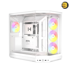 HYTE Y50 RGB Snow White Dual Chamber ATX PC Case – Panoramic Glass & Rear-Connect Support