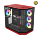 HYTE Y50 RGB Black Cherry dual chamber ATX PC case with 3-piece panoramic tempered glass, included 360mm single-frame ARGB fan, and rear-connect motherboard support