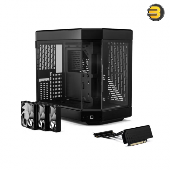 HYTE Y60 Pitch Black Dual-Chamber ATX Mid-Tower Case — Panoramic Tempered Glass, Vertical GPU with PCIe 4.0 Riser, Supports up to 360mm Radiators, Cooling with 3 Pre-Installed 120mm Fans, Advanced Cable Management, Sleek Modern Design HYTE Y60 Pitch Black Dual-Chamber ATX Mid-Tower Case — Panoramic Tempered Glass, Vertical GPU with PCIe 4.0 Riser, Supports up to 360mm Radiators, Cooling with 3 Pre-Installed 120mm Fans, Advanced Cable Management, Sleek Modern Design