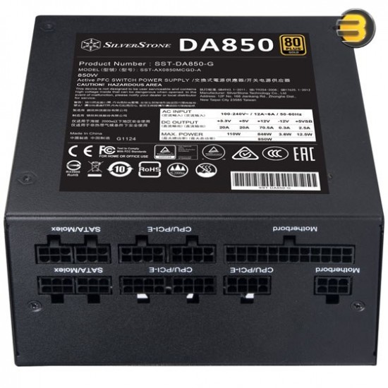 SilverStone DA850 Gold 80 PLUS Gold 850W fully modular ATX power supply