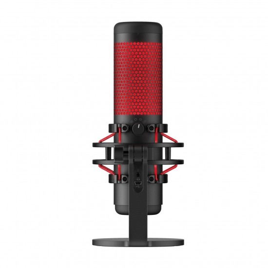 HyperX QuadCast USB Gaming Condenser Microphone for PC, PS4 and Mac, Anti-Shake Mount, Four Polar Patterns, Pop Filter, Gain Control, Podcasts, Twitch, YouTube, Discord, Red LED