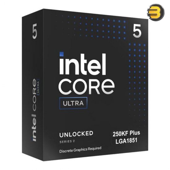 Intel Core Ultra 5 250KF Plus desktop processor with 30M cache and 5.30 GHz turbo speed