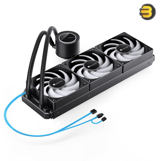 Jonsbo TG-360 Black 360mm ARGB AIO Liquid CPU Cooler — Aluminum Radiator (397x120x27mm), 3x 120mm Hydraulic Bearing PWM Fans (900-1800 RPM, 29.2-66.2 CFM), 2400 RPM Pump, Low Noise <30 dB(A), Compatible with Intel LGA1700/1200/115X & AMD AM4/AM5 Jonsbo TG-360 Black 360mm ARGB AIO Liquid CPU Cooler — Aluminum Radiator (397x120x27mm), 3x 120mm Hydraulic Bearing PWM Fans (900-1800 RPM, 29.2-66.2 CFM), 2400 RPM Pump, Low Noise <30 dB(A), Compatible with Intel LGA1700/1200/115X & AMD AM4/AM5
