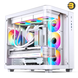 JONSBO TK-3 White ATX Mid Tower Case, 0.7mm Steel — Curved 4mm Tempered Glass, Supports ITX/M-ATX/ATX, Dual 360mm Radiators, Up to 10x 120mm Fans, USB 3.2 Gen2 Type-C, 7 Expansion Slots, 165mm CPU Cooler, 420mm GPU