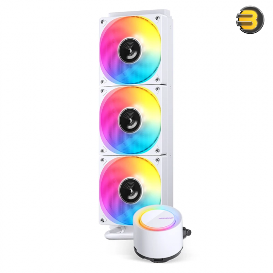 Jonsbo TG-360 White 360mm ARGB AIO Liquid CPU Cooler — Aluminum Radiator (397x120x27mm), 3x 120mm Hydraulic Bearing PWM Fans (900-1800 RPM, 29.2-66.2 CFM), 2400 RPM Pump, Low Noise <30 dB(A), Compatible with Intel LGA1700/1200/115X & AMD AM4/AM5 Jonsbo TG-360 White 360mm ARGB AIO Liquid CPU Cooler — Aluminum Radiator (397x120x27mm), 3x 120mm Hydraulic Bearing PWM Fans (900-1800 RPM, 29.2-66.2 CFM), 2400 RPM Pump, Low Noise <30 dB(A), Compatible with Intel LGA1700/1200/115X & AMD AM4/AM5