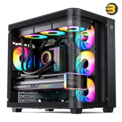 JONSBO TK-3 Black ATX Mid Tower Case, 0.7mm Steel — Curved 4mm Tempered Glass, Supports ITX/M-ATX/ATX, Dual 360mm Radiators, Up to 10x 120mm Fans, USB 3.2 Gen2 Type-C, 7 Expansion Slots, 165mm CPU Cooler, 420mm GPU