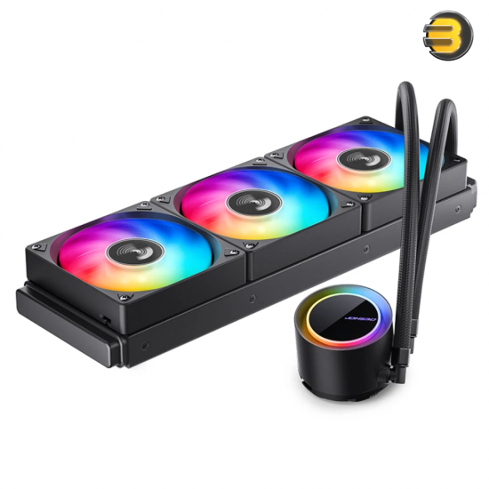 Jonsbo TG-360 Black 360mm ARGB AIO Liquid CPU Cooler — Aluminum Radiator (397x120x27mm), 3x 120mm Hydraulic Bearing PWM Fans (900-1800 RPM, 29.2-66.2 CFM), 2400 RPM Pump, Low Noise <30 dB(A), Compatible with Intel LGA1700/1200/115X & AMD AM4/AM5 Jonsbo TG-360 Black 360mm ARGB AIO Liquid CPU Cooler — Aluminum Radiator (397x120x27mm), 3x 120mm Hydraulic Bearing PWM Fans (900-1800 RPM, 29.2-66.2 CFM), 2400 RPM Pump, Low Noise <30 dB(A), Compatible with Intel LGA1700/1200/115X & AMD AM4/AM5