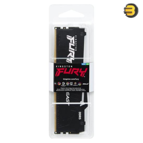 Kingston FURY Beast 32GB DDR5-6000 CL30 288-Pin DIMM — Dual Rank (2Rx8), XMP 3.0, 30-36-36 Timings @1.4V, JEDEC DDR5-4800 CL40 @1.1V, RGB, Black Heatspreader, Intel & AMD Compatible