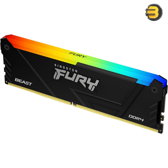 Kingston FURY Beast RGB 16GB DDR4 3200MT/s CL16 Desktop Memory - Single Module - Intel XMP - AMD Ryzen Compatible - Plug N Play - RGB Infrared Sync Technology - KF432C16BB2A/16