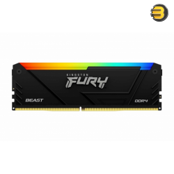 Kingston FURY Beast 32GB DDR4 3200MHz CL16 RGB Desktop Memory — 1x32GB DIMM, 288-Pin UDIMM, XMP 2.0, 16-20-20 Timing, 1.35V, Black Heat Spreader, On-Die ECC, JEDEC DDR4-2400 Compatible, RGB Lighting, Low Latency, Gaming Performance