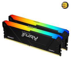 Kingston FURY Beast 64GB (2x32GB) 3600MT/s DDR4 CL18 Desktop Memory Kit — Intel XMP - AMD Ryzen - RGB Infrared Syncing - KF436C18BB2AK2/64